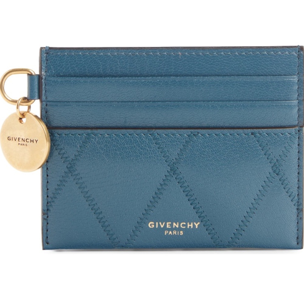 Givenchy GV3 Quilted Leather Card Case - Oil Blue